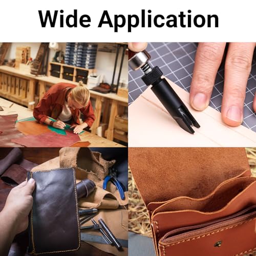 Leather Groover Tool V Type Adjustable Push Groover Wood Handle Edge Beveling Stitching Grooves for Leathercraft