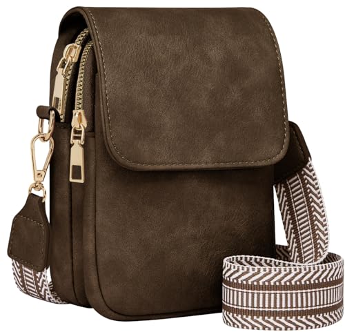 Fashion Small Crossbody Bags for Women Trendy Designer Cell Phone Purses - color: Coffee
