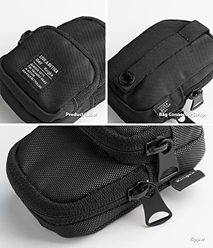 Ringke Mini Pouch Two Pocket, Small Bag for Universal Wireless Ear Buds, Durable Waterproof Keychain Backpack Accessories for AirPods Pro 3 & 2 & 1, AirPods 4 & 3 & 2 & 1 Case - Black