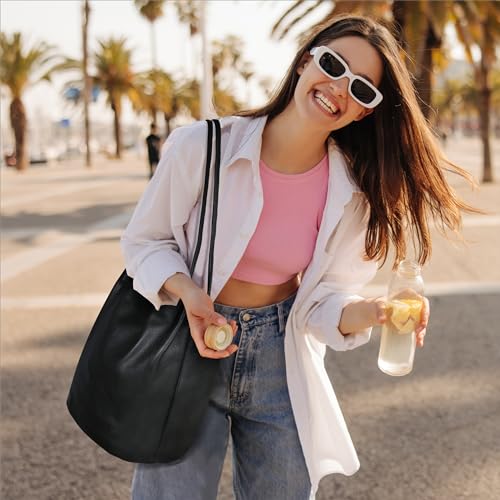 Iswee Soft Leather Tote Bucket Bag Hobo Shoulder Purse and Handbags Women | Large Size Roomy Pocketbooks Ladies Bag Everyday Bag Casual Work Travel Designer Hand Bag - color: Coffee-lichee