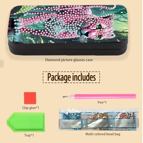 Diamond Painting Eye Glasses Case - color: Leopard