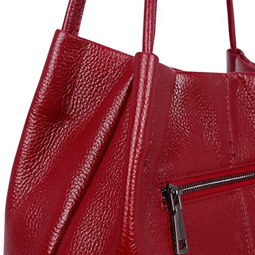 Iswee Soft Leather Tote Bucket Bag Hobo Shoulder Purse and Handbags Women | Large Size Roomy Pocketbooks Ladies Bag Everyday Bag Casual Work Travel Designer Hand Bag - color: Wine-lichee
