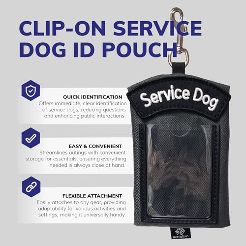 ActiveDogs Service Dog ID Card Pouch, Clip-On Badge Holder, Charcoal Gray - color: Charcoal Gray