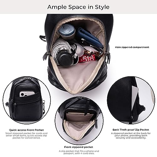 Alldaily Large Sling Bag for Women Crossbody Purse Leather Fashionable Trendy Chest Bag for Travel, Fanny Pack (Black) - color: Black