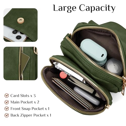 Fashion Small Crossbody Bags for Women Trendy Designer Cell Phone Purses - color: Darkgreen