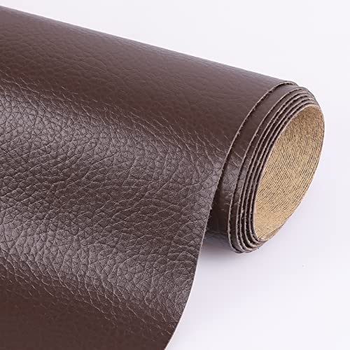 Marine Vinyl Upholstery Faux Leather Fabric, 1 Yard Coffee | Marine Grade Faux Leather Vinyl by the Yard, Waterproof, Soft & Durable, for Boat, Furniture Upholstery, DIY Sewing Crafts - color: Coffee, size: 1 Yard 55" x 36" (Pre-cut)