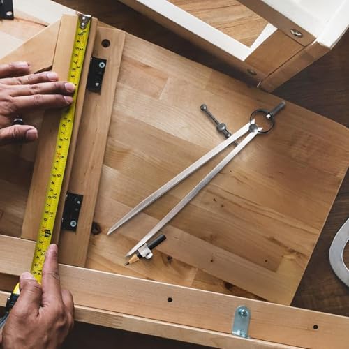 6 inch Professional Woodworking Pencil Compass Scribe with Lock | Spring Wing Drafting Divider 0.27 inch Thick Scriber ,Metal Leather Work Scribe Tool Carpenter Compass for Geometry - size: 6 inch
