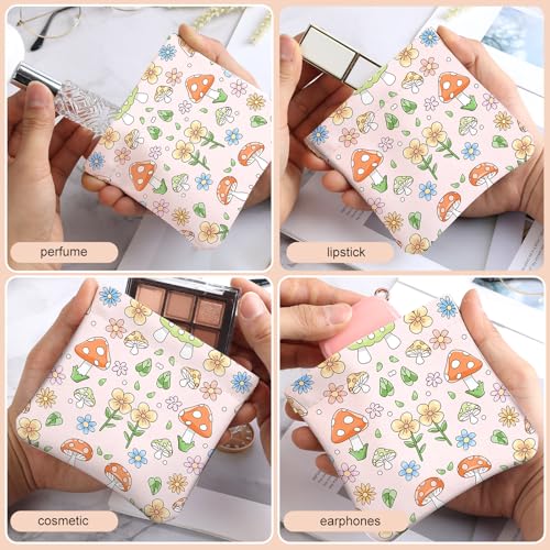 2Pcs PU Leather Small Squeeze Coin Purse Pouch Mini coin Bag Unique And Cute Wallet Cosmetic Bags Change Bag For Women Girls Men （Black and Pink Mushrooms - color: Black and Pink Mushrooms