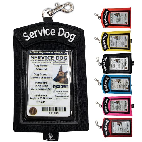 ActiveDogs Service Dog ID Card Pouch, Clip-On Badge Holder, Black - color: Black