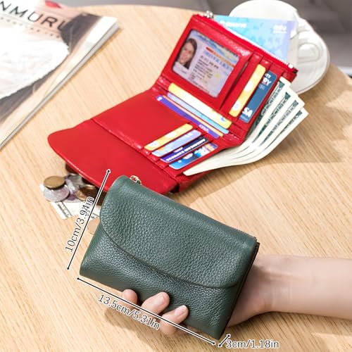 Unisex Pebble Leather Wallet, 5.3In Short Genuine Leather Coin Card Holder, Unisex Clutch Bags, Can Hold Coins, Id Cards - color: Green