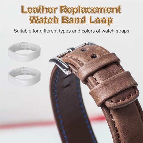 HARFINGTON Leather Watch Band Loops Replacement Watch Band Keeper Watch Strap Holder Retainer Wristwatch Strap Fastener Rings - color: White, size: 16mm
