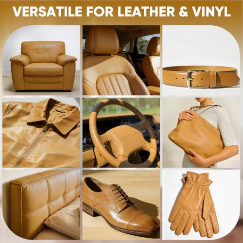 Leather Recoloring Balm, Leather Couch Repair Kit, Leather Restorer for Couches, Leather Scratch Repair, Leather Recoloring Balm for Faded & Scratched Leather Couches (Camel, 12 OZ) - color: Camel, size: 12 OZ