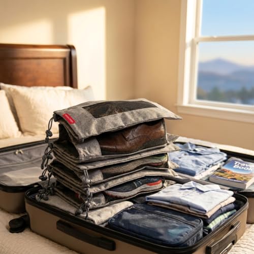 LeanTravel Shoe Bags with Mesh Window, Drawstring Cord Lock, Set of 6, Grey