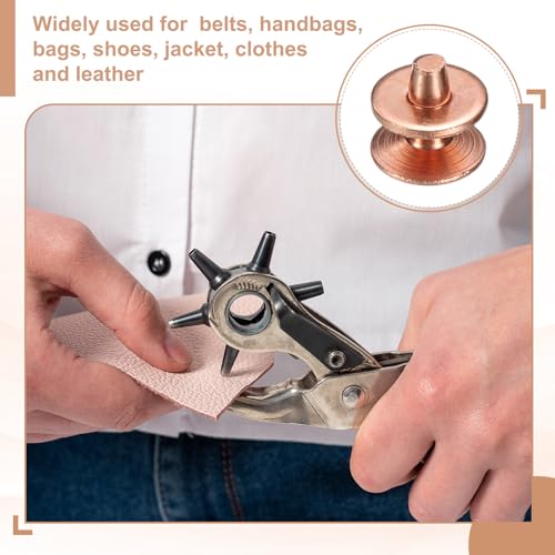 HARFINGTON 15Set Copper Rivets and Burrs Washers 10x3.3x12mm Dimpled Finish Solid Leather Rivet Fastener Studs Posts for Leather DIY Craft Belts Wallets Collars, Copper Tone - color: Copper Tone, size: 10x3.3x12mm
