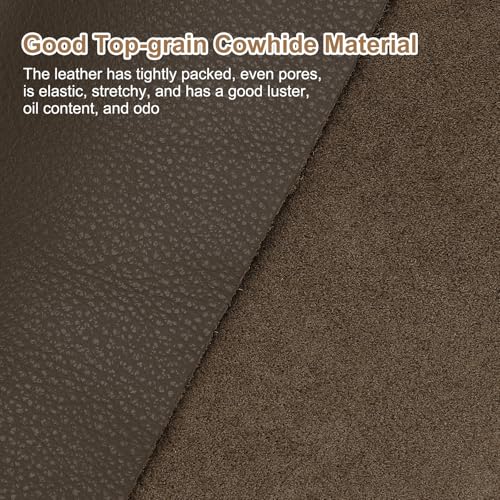 uxcell Genuine Leather Sheet, 11.8" x 11.8" Natural Distressed Cowhide Full Grain Leather Pieces, Pre Cut Sheets for Crafting, Sewing, Tooling, Sheath Making, Brown - color: Brown