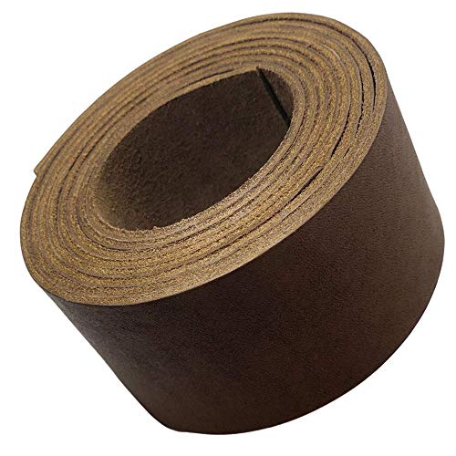 2" Genuine Leather Strap, Top Grain Cowhide Leather Strip – Med. Brown | 72" L x 2" W x 1/16" Thick | Smooth Grain & Suede Back | Flexible Crafts Trim Journal Closures | Cut Stitch Lace - color: Medium Brown, size: 2" Wide x 1/16" Thick