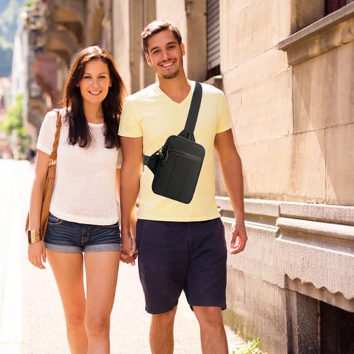 Mini Sling Bag for Men Crossbody,Small Chest Bag Casual Trendy Waterproof Lightweight Phone Crossover Daypack - color: Black Mini Anti Theft Crossbody Sling Bag