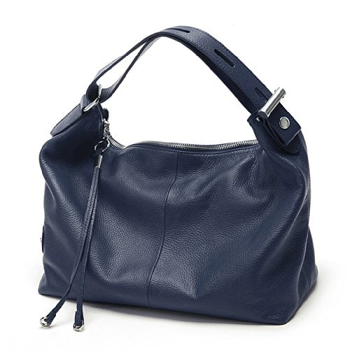 zency 6 Colors Fashion 100% Real Genuine Leather Women Shoulder Bag Handbag Lady Casual Tote - color: Dark Blue