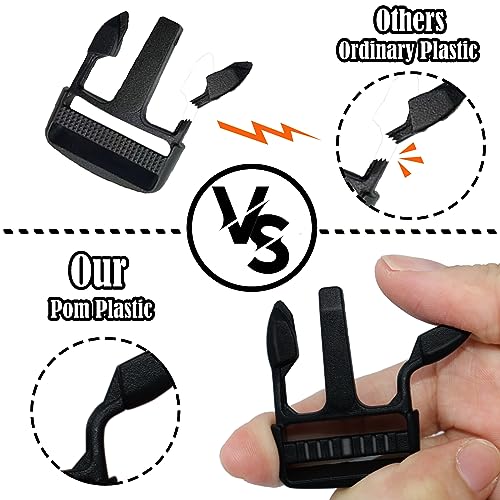 Buckles Straps 1 Inch, Nylon Webbing Straps 6 Yards + 6 PCS Quick Side Release Plastic Buckles + 12 PCS Tri-Glide Slide Clip, No Sewing Required Heavy Duty Durable, Backpack Dog Collars Replacement. - color: 1 Inch Buckles Straps