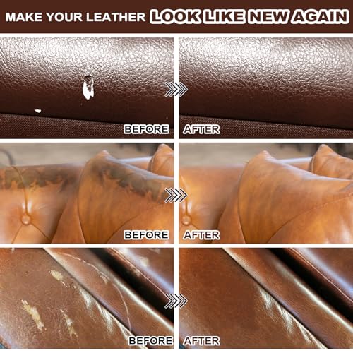 STARTSO WORLD Brown Leather & Vinyl Repair Kit for Furniture, Couches, Car Seats, Sofas, Boat Seats, Jackets with Easy Instructions, Repair Scratches, Tears, and Holes in Pleather, Genuine Leather - color: Brown