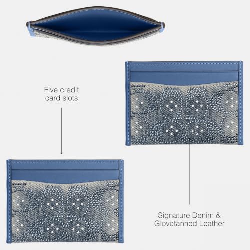 Coach Essential Card Case - color: Denim/Crystal Signature