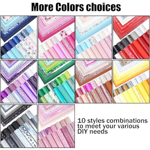 16 Piece 8x6 Inch Contrast Color White Blue Royal Blue Series Faux Leather Fabric Sheets Include Litchi Fine Chunky Glitter Patent Mermaid Scale Panda Flamingo Pattern for Leather Earring Bows Making - color: White Blue Royal Blue Series