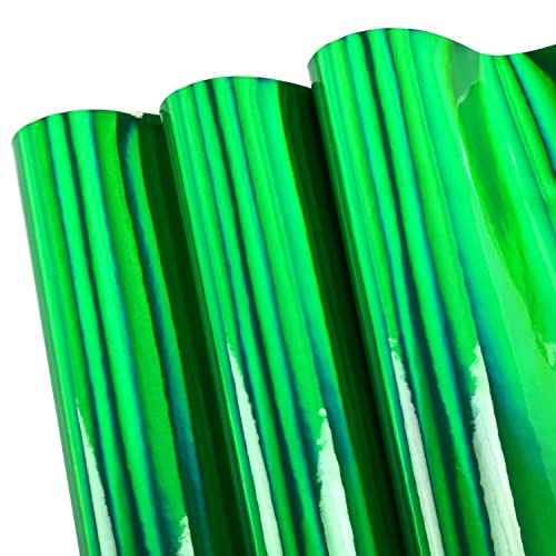 HGUAN Holographic Vinyl Fabric 12"x53"(30cm x 135cm),1roll Faux Leather Sheets are Suitable for Bows,Leather Earrings and Other DIY Craft Items (Green) - color: Green