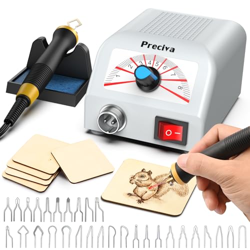 LH20 Portable Wood Burning Pen Kit - 30 Tips, Adjustable Temperature up to 800°C/1472°F, 25W Fast Heating, Safe for Pyrography on Wood & Leather