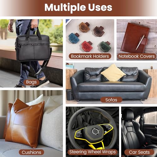 Marine Vinyl Fabric, Upholstery Faux Leather Fabric by The Yard, 0.95 mm Thick PU Leather Sheets for Sofa Chairs Handbags Hair Bows Earrings Crafts (1 Foot 12''X 54'', Brown) - color: Brown, size: 1 Foot