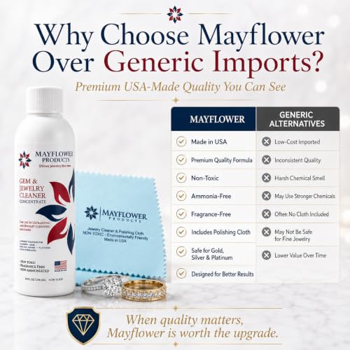 Mayflower Premium Jewelry Cleaning Cloth Made in USA. Sterling Silver Polishing Cloth for Gold Platinum & Diamonds. Removes Tarnish, Restores Shine. Reusable Non Toxic Professional Cleaner (Dark Blue) - color: Dark Blue