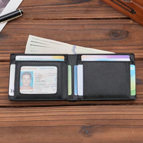 FALAN MULE Slim Wallet for Men Rfid Blocking Leather Minimalist Front Pocket Mens Wallet - color: Mb-Black