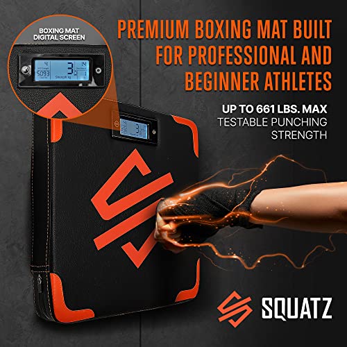 SQUATZ Portable Boxing Mat with Digital Counter – Wall-Mounted Punching Pad with Accurate Punch Strength Tracker, Built-in Foam & Home Gym Training Equipment