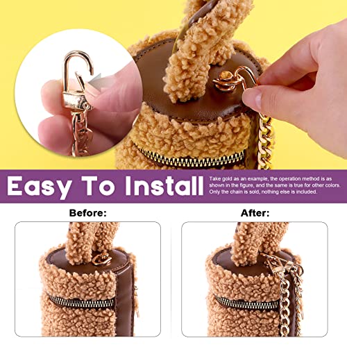 Swpeet 4Pcs Chain Strap Length Bright Black for Shoulder Cross Body Sling Purse Handbag - color: Light-gold, size: 7.5 Inch