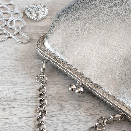 uxcell 6 Pcs Metal Purse Frame, 18cm/7.1" Vintage Arch Kiss Lock Clasp Frame Embossed for Purse Making, Handled Bag, Coin Bag Clutch Bag, Frame Hardware Replacements (Silver) - size: 7.1"
