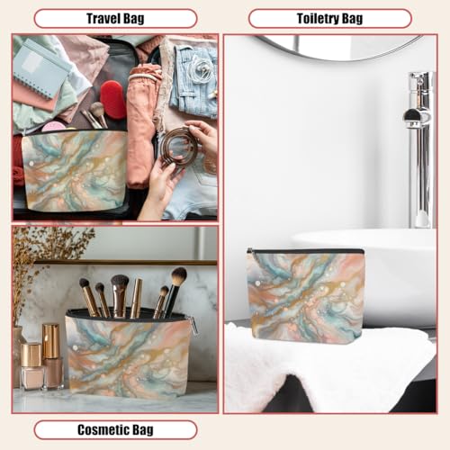Fluid Ink Gradient Marble Makeup Bag, Cosmetic Bags for Women | Abstract Portable Travel Toiletry Bag Elegant Gift for Women Grandma Friend Auntie Nurse Graduation Birthday Christmas - color: Pastel Marble 470