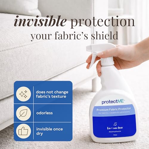 protectME Fabric Protector and Stain Resistant Spray - Upholstery Fabric Spray for Stain Guard for Carpet, Shoes, Couch, Sofa - Non Toxic Water Based Furniture Protector - 84.5 Fl. Oz. +Sprayer - style: 84.5 Fl. Oz + Sprayer