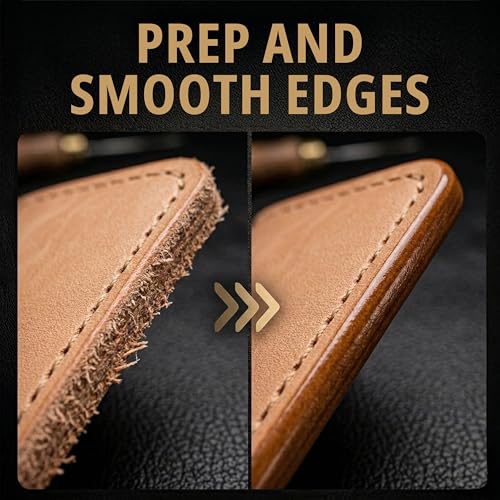 Leather Burnishing Gum Edge Finish Kit – Clear Leather Edge Sealer for Smooth Glossy – 4oz with Wood Slicker