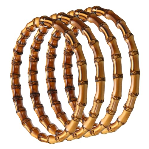 PATIKIL 6.7 Inch Bamboo Purse Handles Round Replacement Brown 4 Pcs - color: Brown, size: 6 Inch