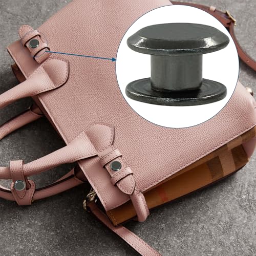 60 Sets Black Chicago Screws, M5*4mm Leather Rivets Screw Rivets Buttons DIY Leather Trim Craft Bookbinding for Decorate Repair Belt Bag Shoes Purse - color: Black