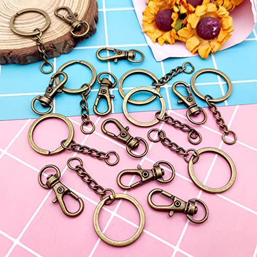 150Pcs Swivel Snap Hook Set,Swivel Clasps Lanyard Snap Keychain Hooks Lobster Clasp Split Key Rings with Chain and Jump Rings Bulk for Keychain Lanyard,Jewelry,DIY Crafts Supplies - color: Antique Bronze