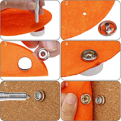 PZRT 10 Sets Canvas Snap Kit Fastener Screw Snaps Consists of Buttons Sockets and Screw Studs for Leather Jackets Handbags - color: silver