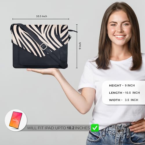 Ozora Genuine Leather Crossbody Purse for Women, Shoulder Bag - color: Black Ndm Zebra