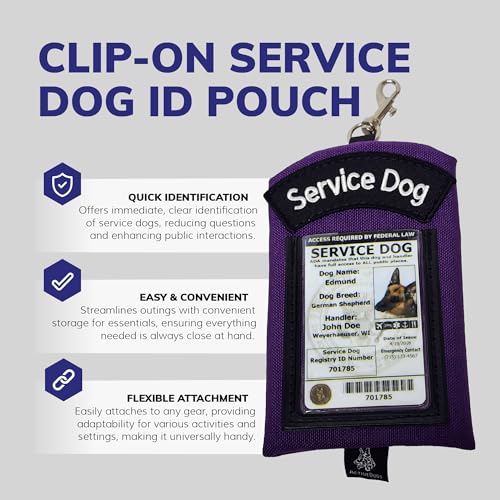ActiveDogs Service Dog ID Card Pouch, Clip-On Badge Holder, Purple - color: Purple