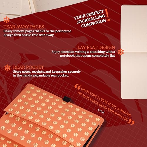 Dingbats* Wildlife Lined Writing Journal Notebook A5 - Vegan Leather Softcover - Ideal for Work, Travel - Pocket, Elastic Closure, & Bookmark - color: Orange Tiger, style: Lined (Softcover)