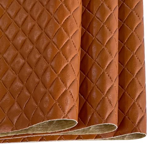 Diamond Quilted Pattern Artificial Faux Leather 11.8x53inch (30x135cm) Super Soft Craft Supplies Synthetic Leather DIY Hair Bows, Handbags and Craft Supplies (Dark Brown) - color: Dark Brown