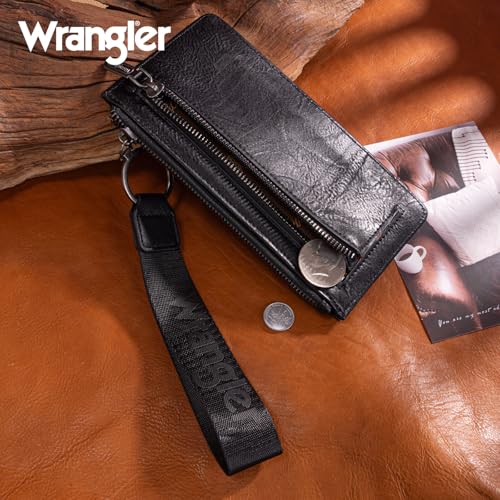 X Wrangler Western Wallet for Women Card Cases & Money Organizers Wristlet Wallet with Zipper Pocket - color: Black