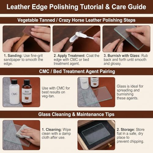 Leather Polishing Tempered Glass, 130 x 100 x 8mm Burnisher Slicker Leather Craft Tools Leather Craft Tempered Glass Slicker Burnisher Board for Smoothing Polishing