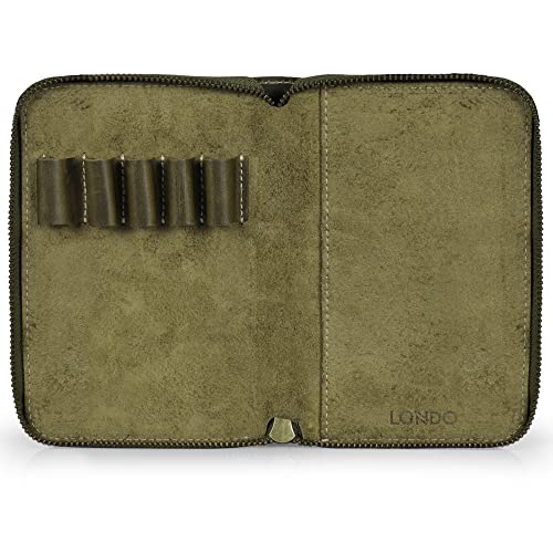 Londo Genuine Leather Padfolio – Portfolio Folder with Pencil Holder, Notepad & Zipper Closure for Business, Office & Travel - color: Green