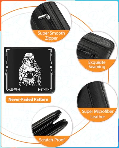 Bistup Boys Wallet Cute Leather Bifold Wallet for Men Women Cartoon Anime Cool Design Credit Card Cash Id Holder Rfid Blocking Black White Girl Bi Fold Small Wallets With Coin Pocket Slim Teens Youth - color: White Girl