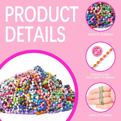 300 Pcs Mix Color Ball Chain Bulk,Metal Bead Chain,Keychain Chains Dog tag Chain,20 Color 3.9" Long 2.4mm Ball Bead Chains,for Hanging Christmas Decoration and All Saints' Day - color: 300 Pcs Mix Color Ball Chain Necklace 3.9 in
